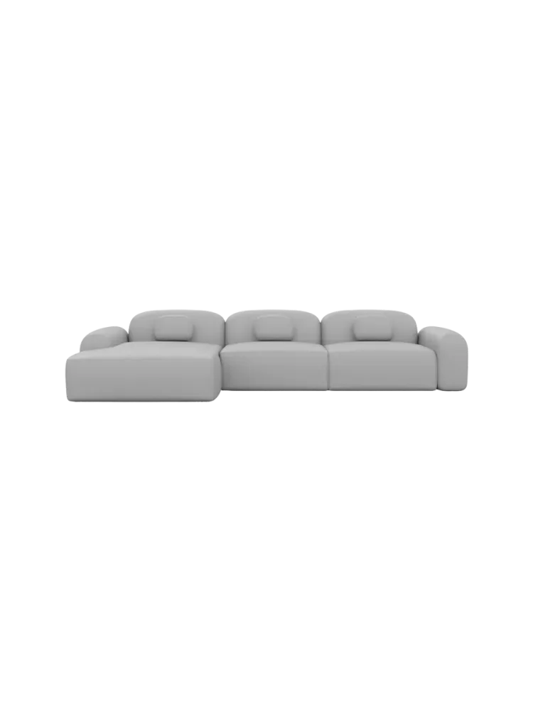 4-Sitzer Design Echtleder Ecksofa „Nabucca“ Echtleder Light Grey BLOOMINGLOFT Collection