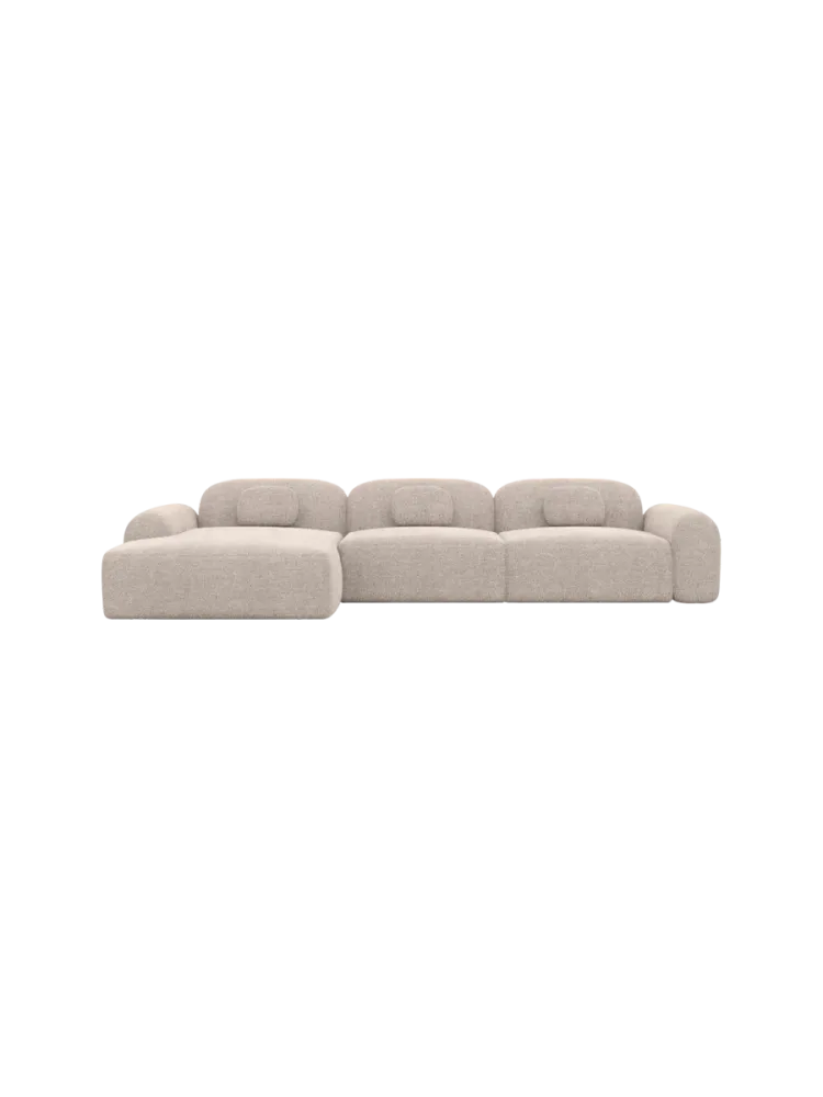 4-Sitzer Design Ecksofa „Nabucca“ mit Strukturstoff-Bezug Strukturstoff Beige BLOOMINGLOFT Collection