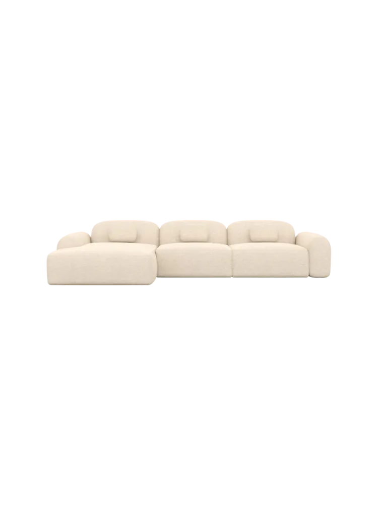 4-Sitzer Design Ecksofa „Nabucca“ mit Strukturstoff-Bezug Strukturstoff Cream BLOOMINGLOFT Collection