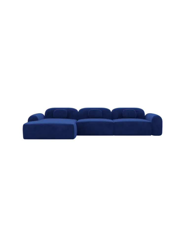 4-Sitzer Design Ecksofa „Nabucca“ mit Samtbezug Samtbezug Königsblau BLOOMINGLOFT Collection