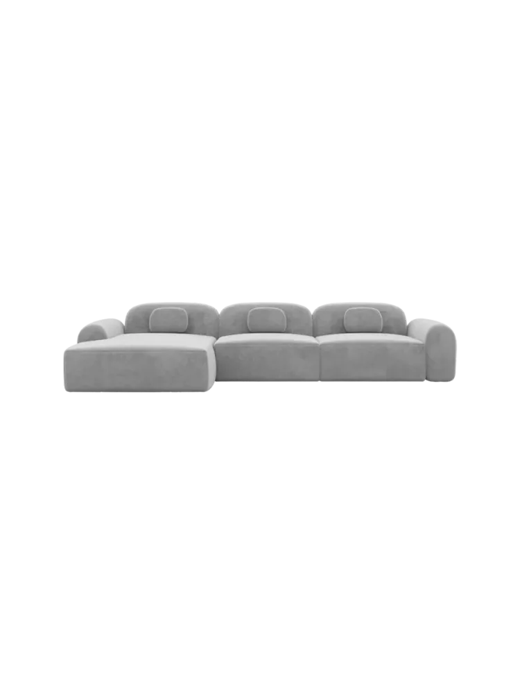 4-Sitzer Design Ecksofa „Nabucca“ mit Samtbezug Samtbezug Hellgrau BLOOMINGLOFT Collection
