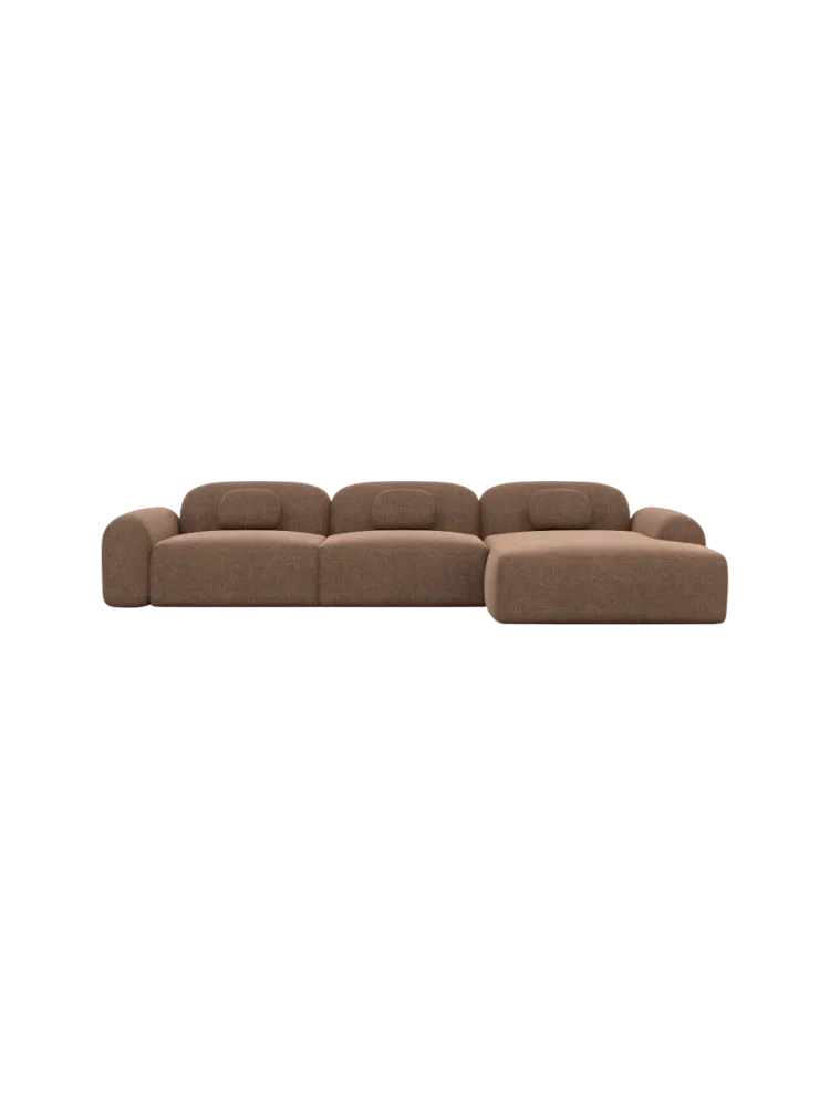 4-Sitzer Design Ecksofa „Nabucca“ mit Strukturstoff-Bezug Strukturstoff Braun BLOOMINGLOFT Collection