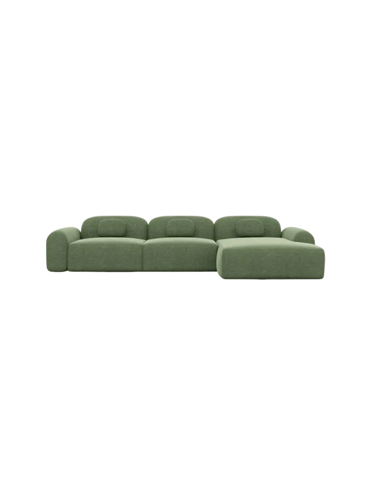 4-Sitzer Design Ecksofa „Nabucca“ mit Strukturstoff-Bezug Strukturstoff Grün BLOOMINGLOFT Collection