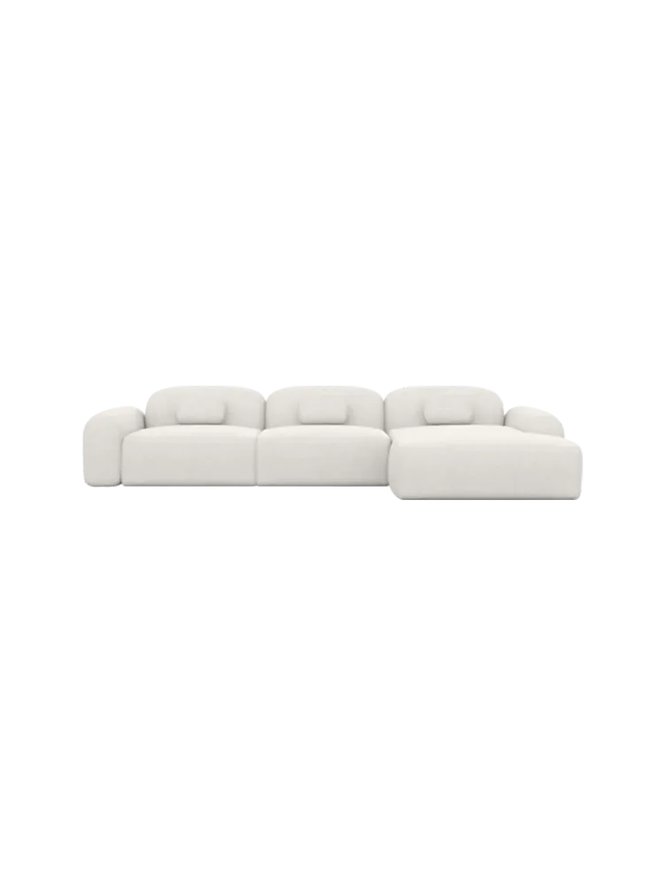 4-Sitzer Design Ecksofa „Nabucca“ mit Strukturstoff-Bezug Strukturstoff Weiss BLOOMINGLOFT Collection