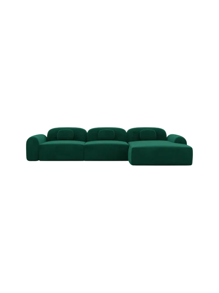 4-Sitzer Design Ecksofa „Nabucca“ mit Samtbezug Samtbezug Grün BLOOMINGLOFT Collection