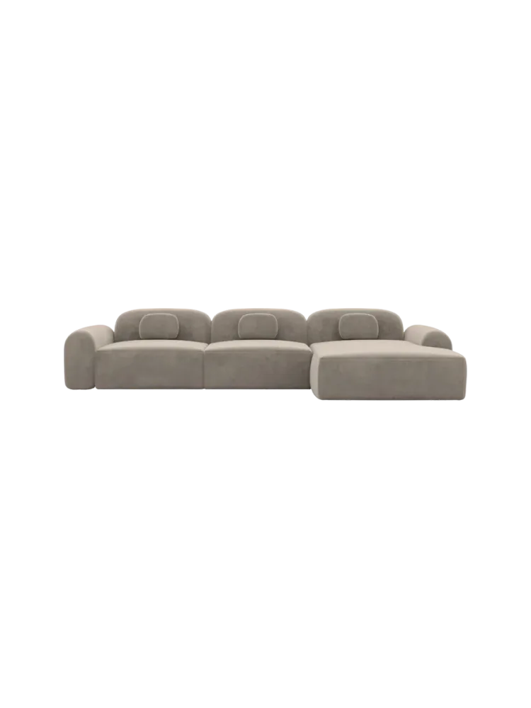 4-Sitzer Design Ecksofa „Nabucca“ mit Samtbezug Samtbezug Beige dunkel BLOOMINGLOFT Collection