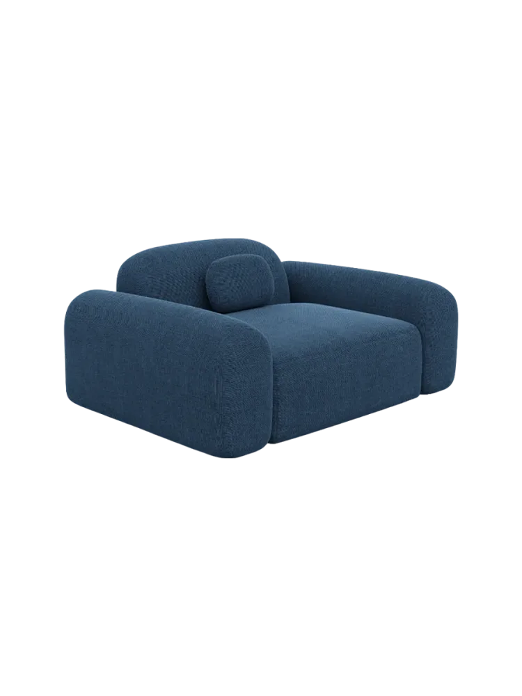 Design Loungesessel „Nabucca“ mit Strukturstoff-Bezug Strukturstoff Dunkelblau BLOOMINGLOFT Collection