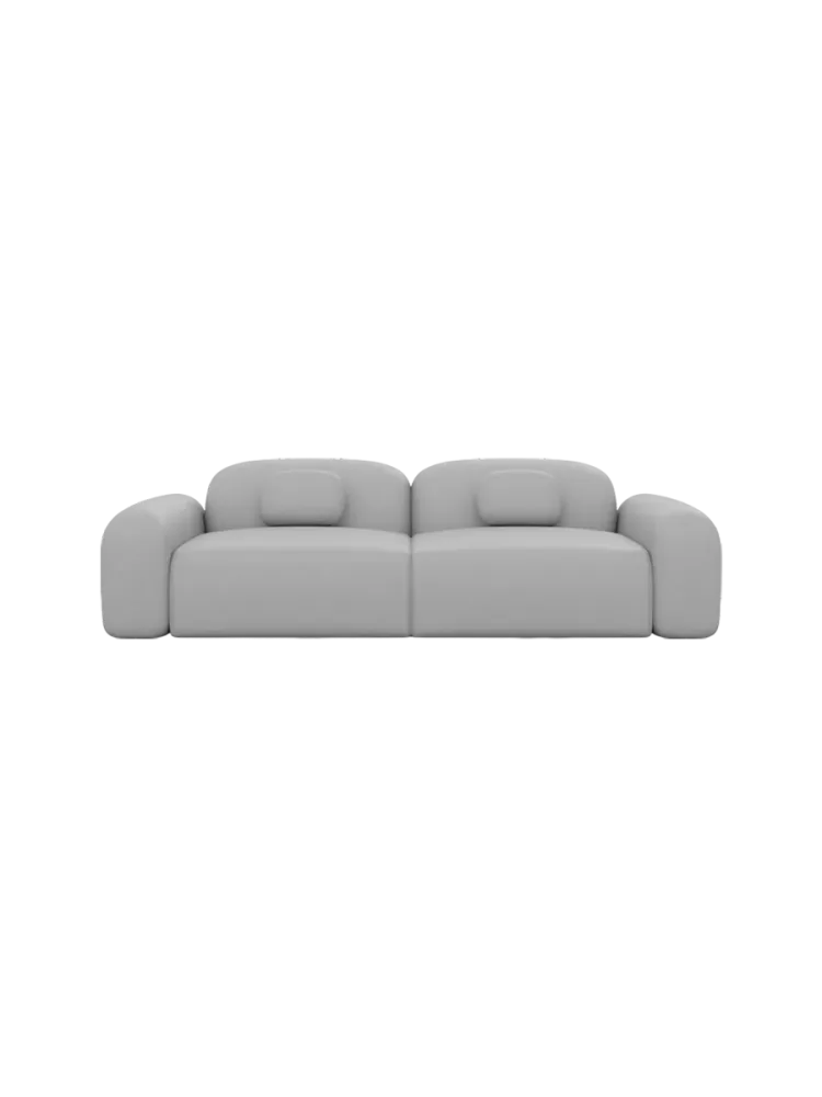 2-Sitzer Design Echtleder Sofa „Nabucca“ Echtleder Light Grey BLOOMINGLOFT Collection