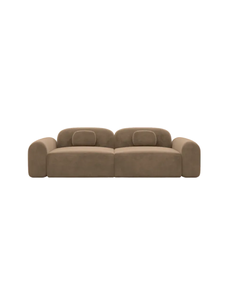 2-Sitzer Design Sofa „Nabucca“ mit Samtbezug Samtbezug Braun BLOOMINGLOFT Collection