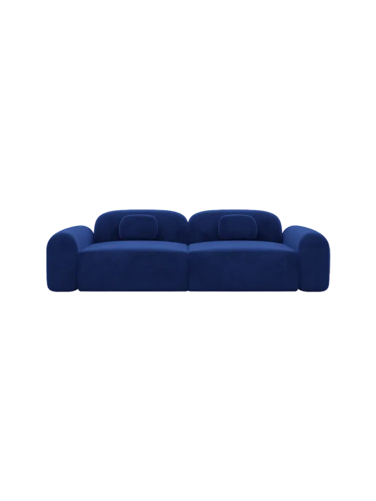 2-Sitzer Design Sofa „Nabucca“ mit Samtbezug Samtbezug Königsblau BLOOMINGLOFT Collection