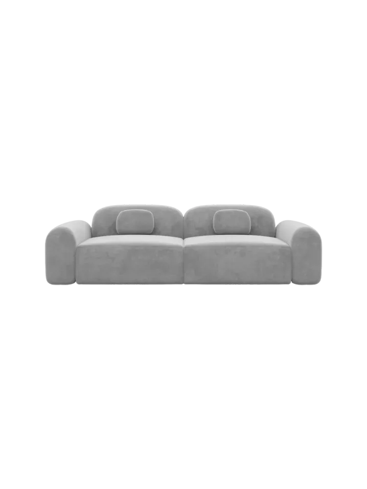 2-Sitzer Design Sofa „Nabucca“ mit Samtbezug Samtbezug Hellgrau BLOOMINGLOFT Collection