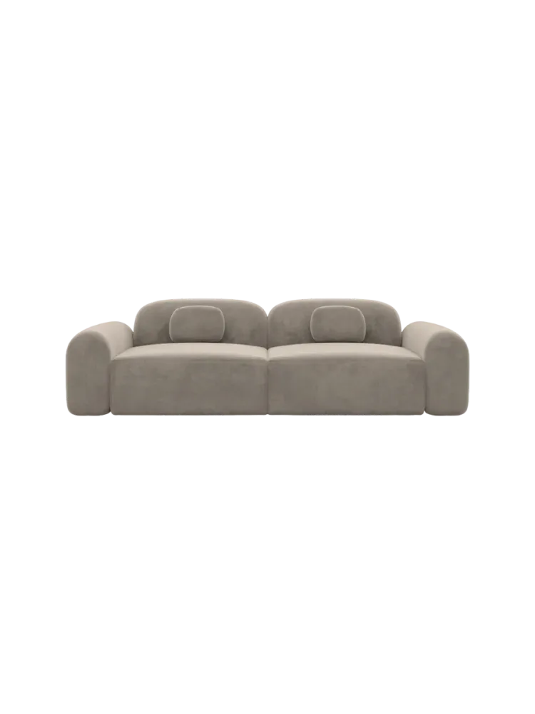 3-Sitzer Design Sofa „Nabucca“ mit Samtbezug Samtbezug Beige dunkel BLOOMINGLOFT Collection