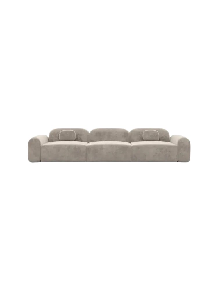 4-Sitzer Design Sofa „Nabucca“ mit Samtbezug Samtbezug Sand BLOOMINGLOFT Collection