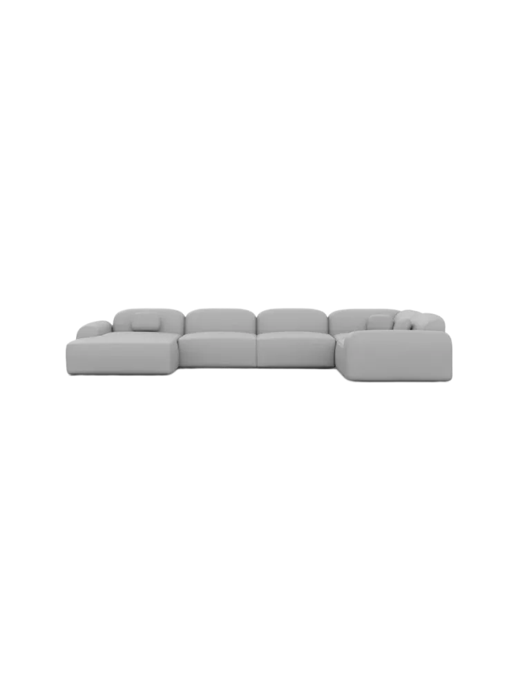 6-Sitzer Design Echtleder Panorama-Sofa „Nabucca XL“ Echtleder Light Grey BLOOMINGLOFT Collection