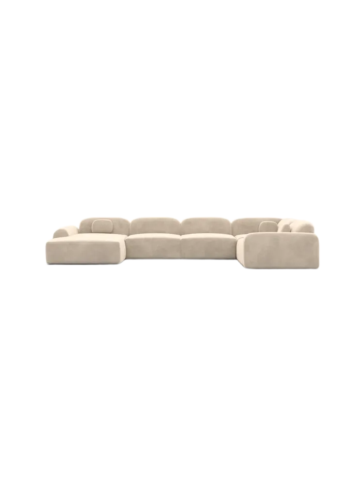 6-Sitzer Design Panorama-Sofa „Nabucca XL“ mit Samtbezug Samtbezug Cream BLOOMINGLOFT Collection