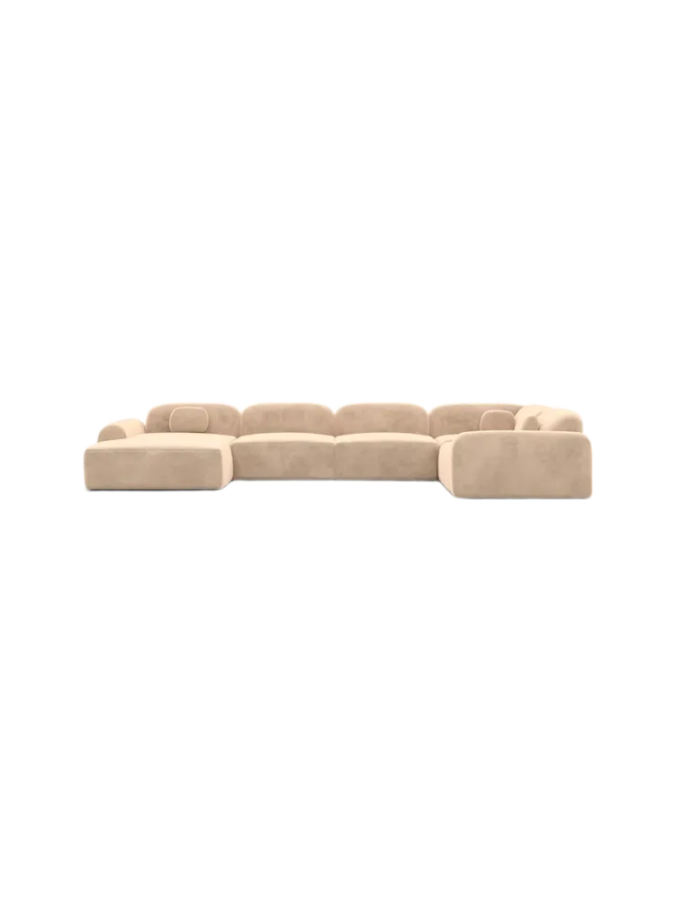 6-Sitzer Design Panorama-Sofa „Nabucca XL“ mit Samtbezug Samtbezug Beige BLOOMINGLOFT Collection