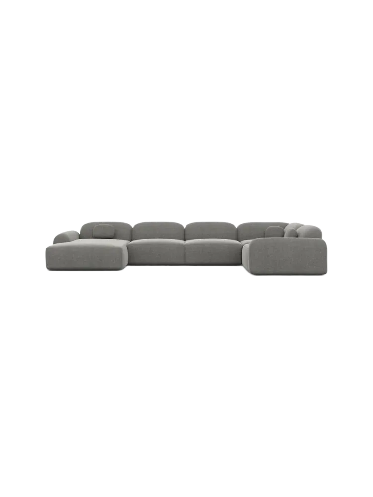 6-Sitzer Design Panorama-Sofa „Nabucca XL“ mit Samtbezug Samtbezug Dunkelgrau BLOOMINGLOFT Collection
