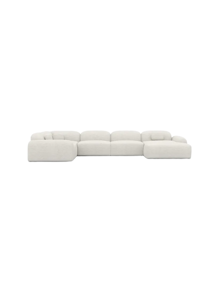 6-Sitzer Design Panorama-Sofa „Nabucca XL“ mit Bouclé-Bezug Bouclé White BLOOMINGLOFT Collection