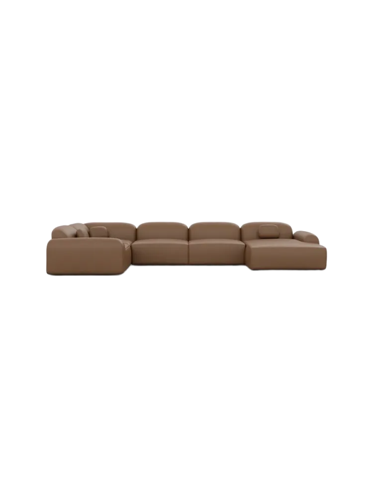 6-Sitzer Design Echtleder Panorama-Sofa „Nabucca XL“ Echtleder Choco Brown BLOOMINGLOFT Collection