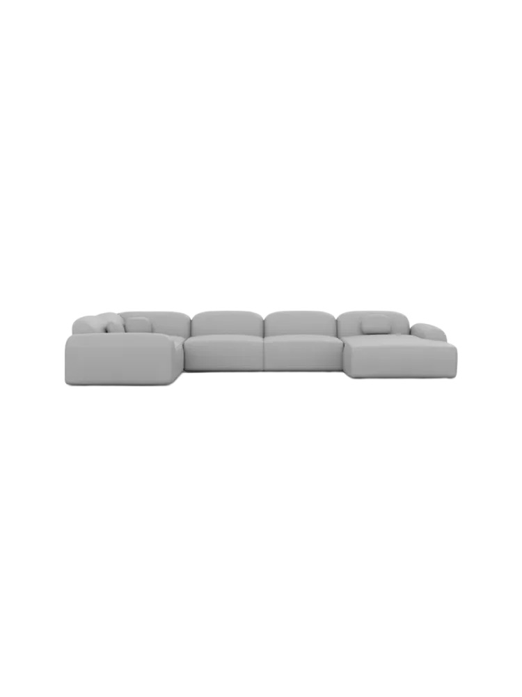 6-Sitzer Design Echtleder Panorama-Sofa „Nabucca XL“ Echtleder Light Grey BLOOMINGLOFT Collection
