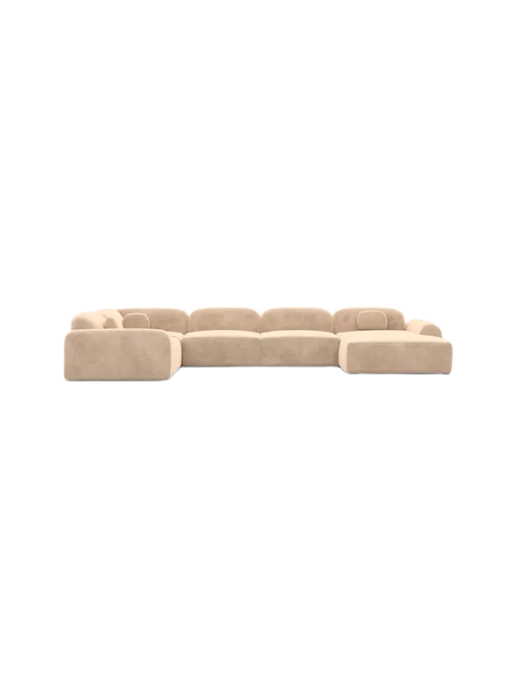 6-Sitzer Design Panorama-Sofa „Nabucca XL“ mit Samtbezug Samtbezug Beige BLOOMINGLOFT Collection