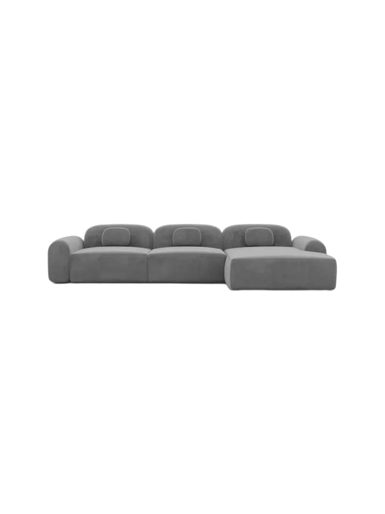 6-Sitzer Design Panorama-Sofa „Nabucca XL“ mit Samtbezug Samtbezug Dunkelgrau BLOOMINGLOFT Collection