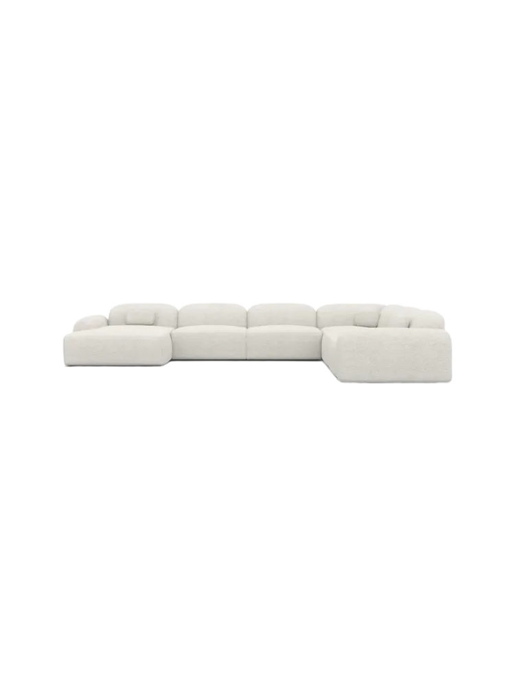 7-Sitzer Design Panorama-Sofa „Nabucca XXL“ mit Bouclé-Bezug Bouclé White BLOOMINGLOFT Collection