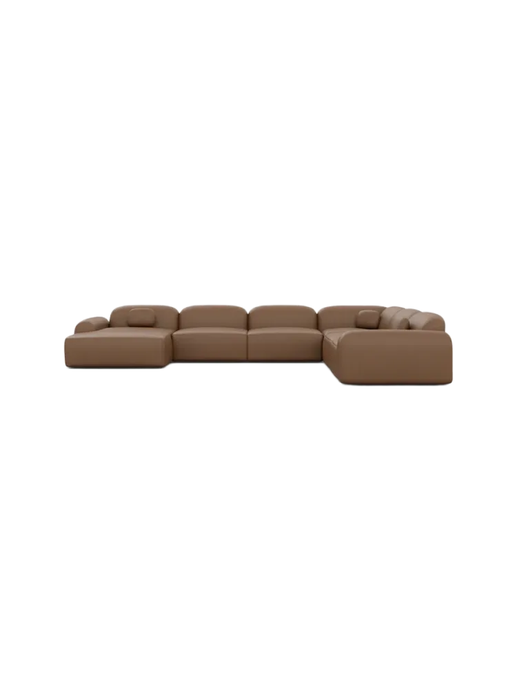 7-Sitzer Design Echtleder Panorama-Sofa „Nabucca XXL“ Echtleder Choco Brown BLOOMINGLOFT Collection