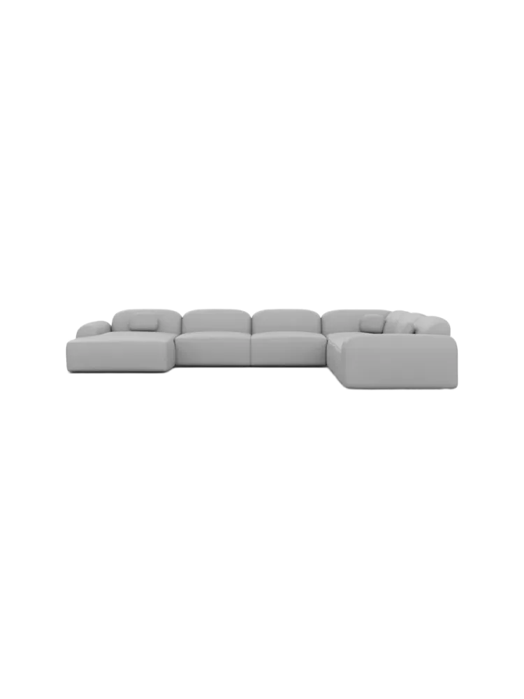 7-Sitzer Design Echtleder Panorama-Sofa „Nabucca XXL“ Echtleder Light Grey BLOOMINGLOFT Collection