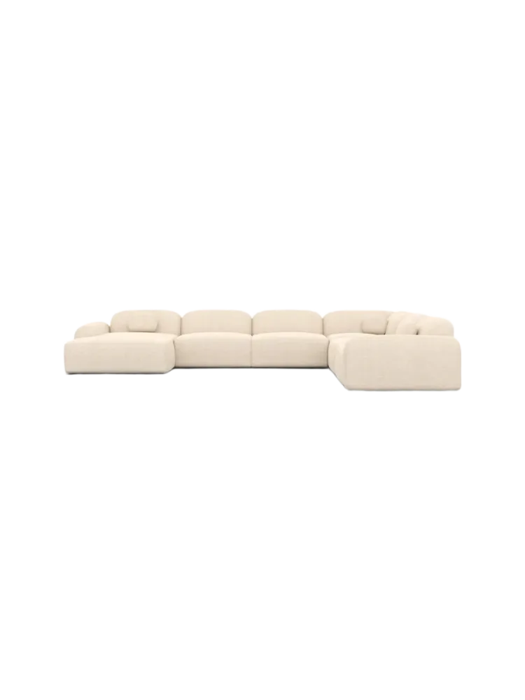 7-Sitzer Design Panorama-Sofa „Nabucca XXL“ mit Strukturstoff-Bezug Strukturstoff Cream BLOOMINGLOFT Collection