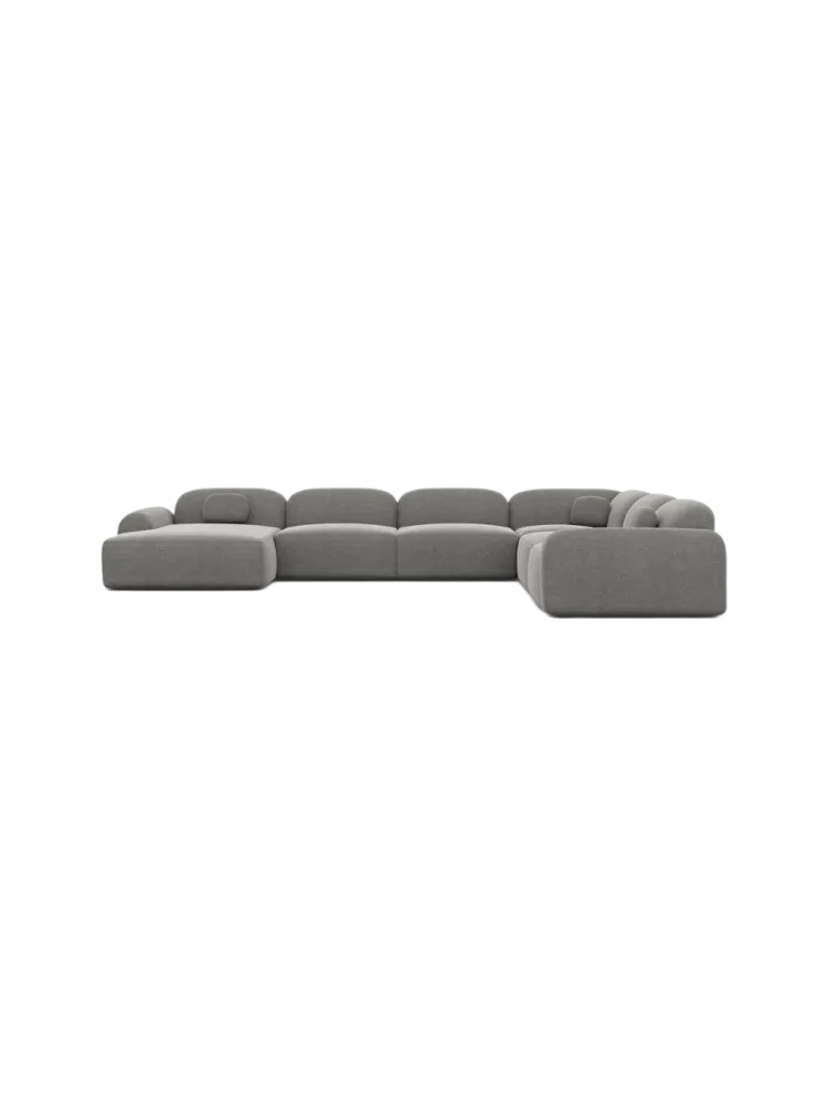 7-Sitzer Design Panorama-Sofa „Nabucca XXL“ mit Strukturstoff-Bezug Strukturstoff Grau BLOOMINGLOFT Collection