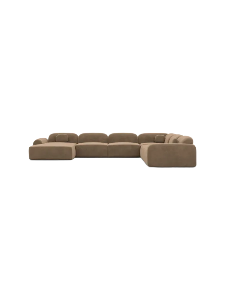 7-Sitzer Design Panorama-Sofa „Nabucca XXL“ mit Samtbezug Samtbezug Braun BLOOMINGLOFT Collection