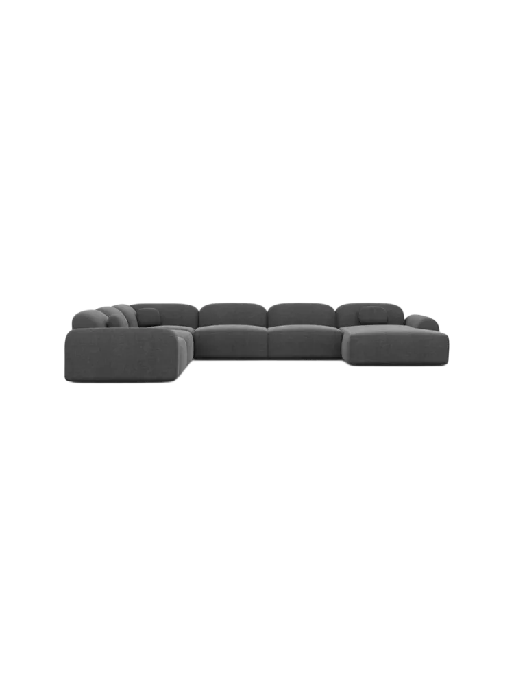 7-Sitzer Design Panorama-Sofa „Nabucca XXL“ mit Strukturstoff-Bezug Strukturstoff Anthrazit BLOOMINGLOFT Collection
