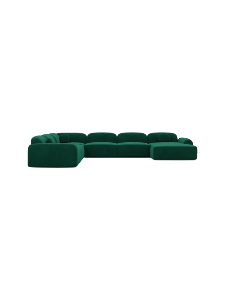 7-Sitzer Design Panorama-Sofa „Nabucca XXL“ mit Samtbezug Samtbezug Grün BLOOMINGLOFT Collection