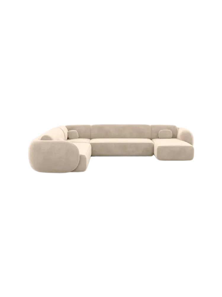 7-Sitzer Design Panorama-Sofa „Nebula XXL“ mit Samtbezug Samtbezug Beige BLOOMINGLOFT Collection