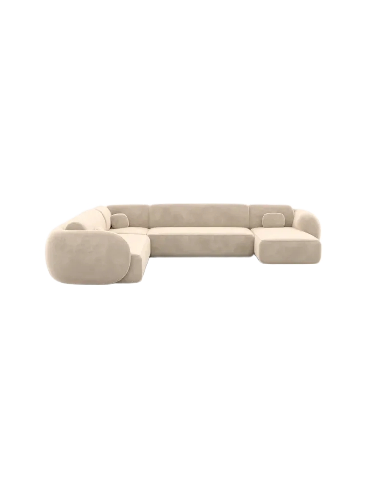 7-Sitzer Design Panorama-Sofa „Nebula XXL“ mit Samtbezug Samtbezug Cream BLOOMINGLOFT Collection
