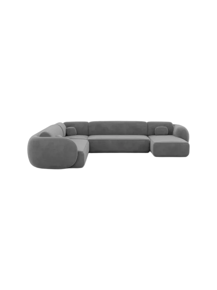7-Sitzer Design Panorama-Sofa „Nebula XXL“ mit Samtbezug Samtbezug Dunkelgrau BLOOMINGLOFT Collection