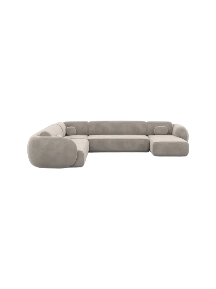 7-Sitzer Design Panorama-Sofa „Nebula XXL“ mit Samtbezug Samtbezug Sand BLOOMINGLOFT Collection