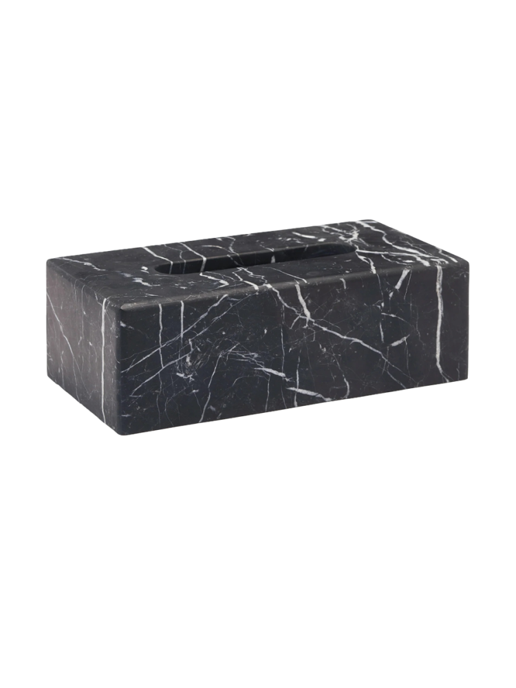 Handgefertigte, luxuriöse Kosmetiktuchbox „Nero Lux“ aus Marmor, Black Aquanova