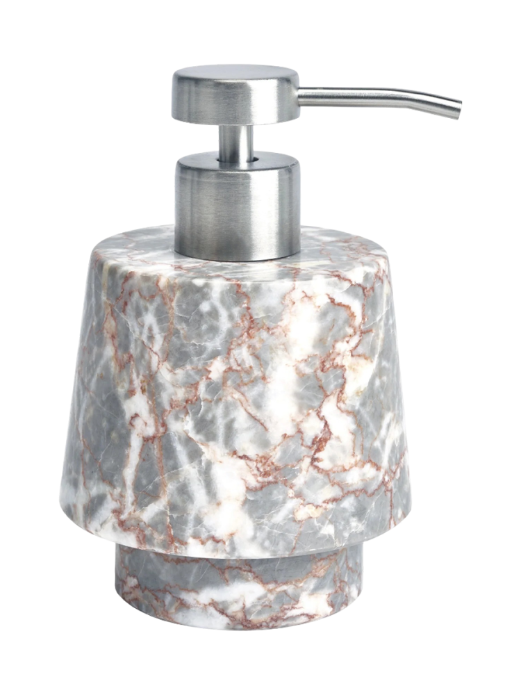 Handgefertigter, luxuriöser Seifenspender „Orion“ 120 ml aus Marmor, Almond Aquanova