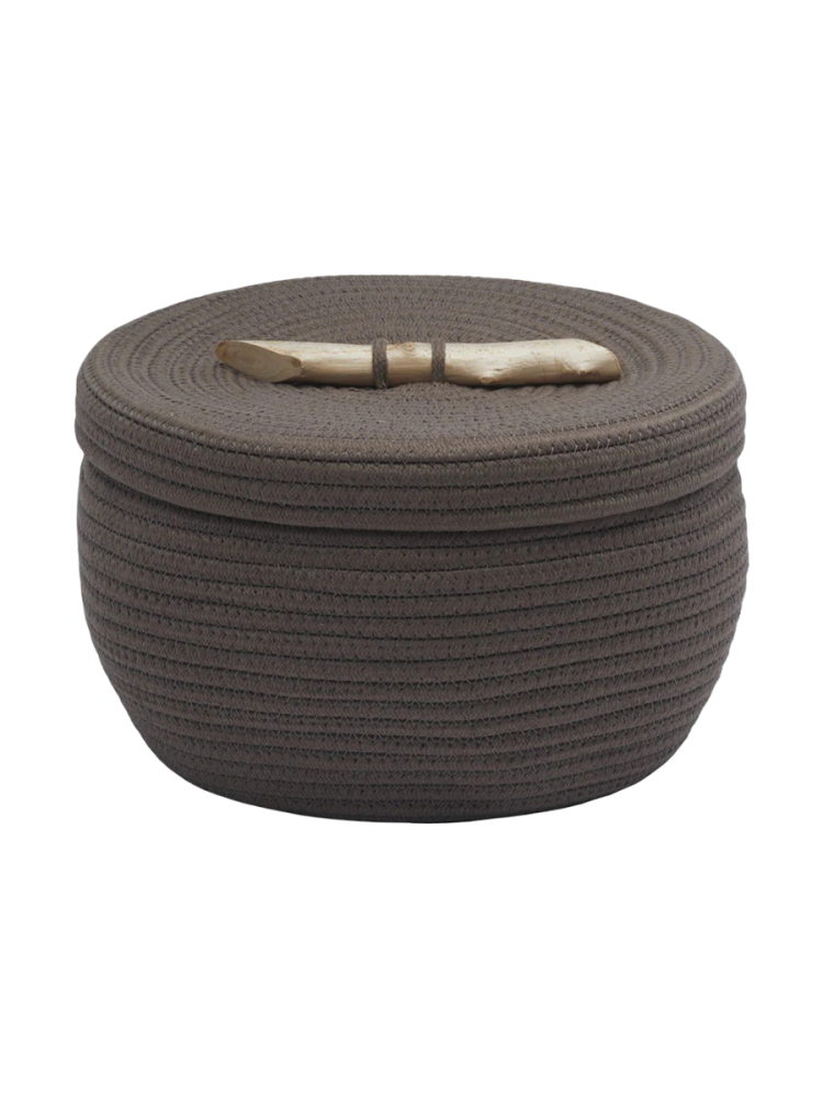 Design Aufbewahrungskorb „Otis“ mit Deckel, Graubraun Aquanova