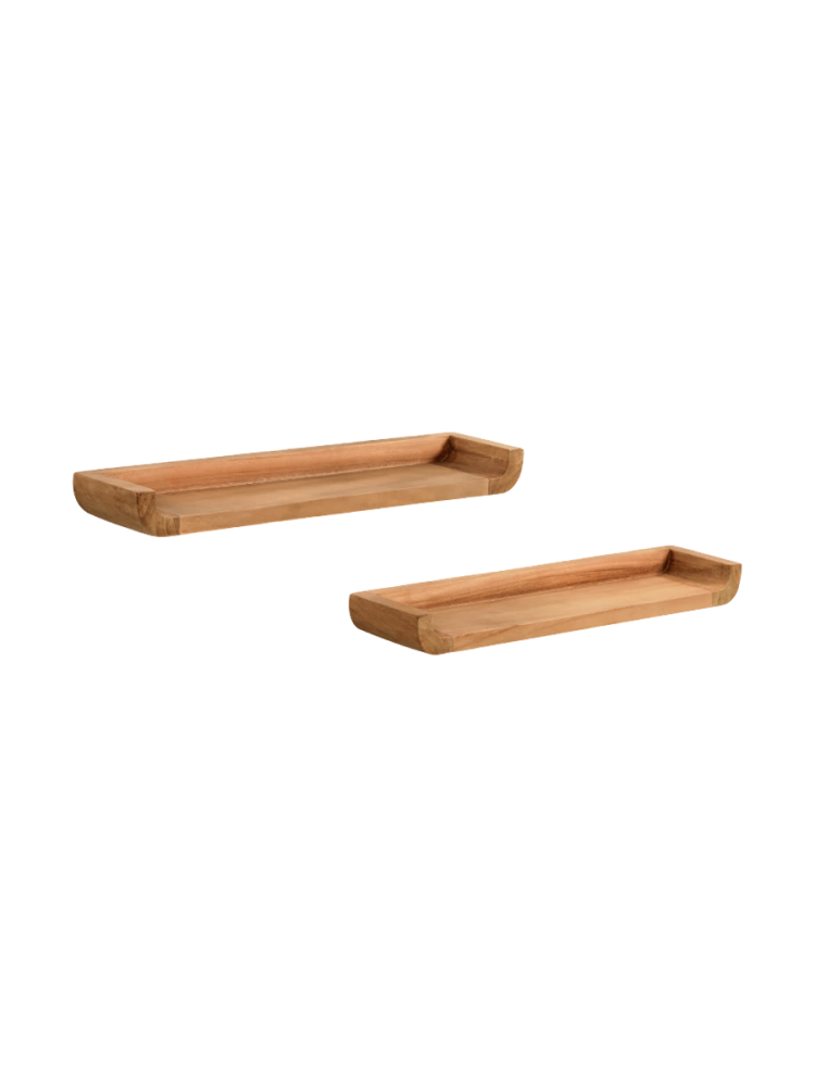 Wandregal Set „Shanel“ mit Rahmen aus massivem Teakholz mit natürlichem Finish Kave Home
