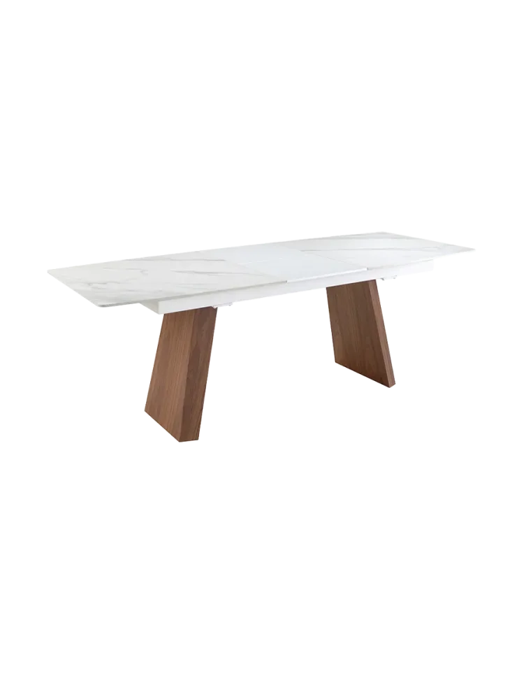 ANGEL CERDA - Ausziehbarer Esstisch ovales Fass Porzellanmarmor aus Walnuss, One Size, Weiss