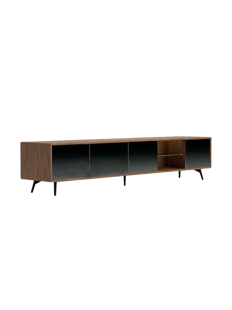 ANGEL CERDA - TV-Möbel mit Spiegeleffekt ausem Glas, Nussbaum undem Stahl, One Size