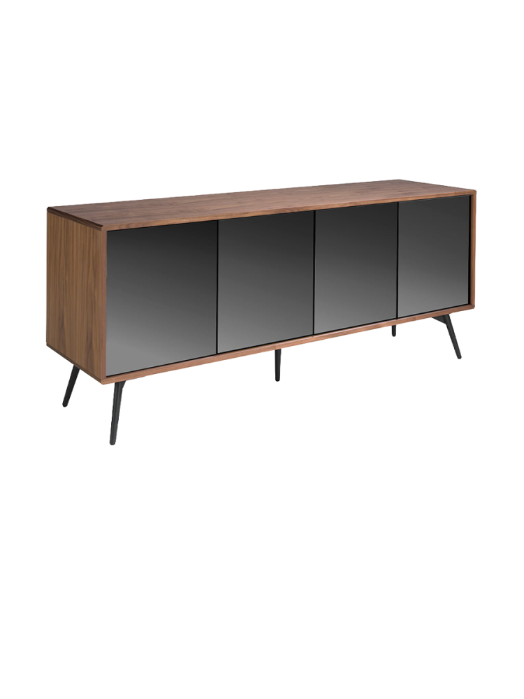 ANGEL CERDA - Sideboard ausem Glas mit Spiegeleffekt, Walnuss undem Stahl, One Size