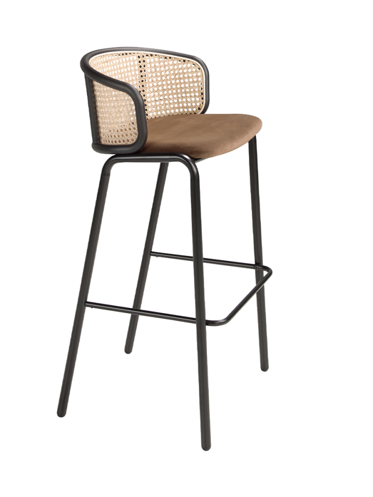 ANGEL CERDA - Hocker aus Rattan undem Samt, One Size