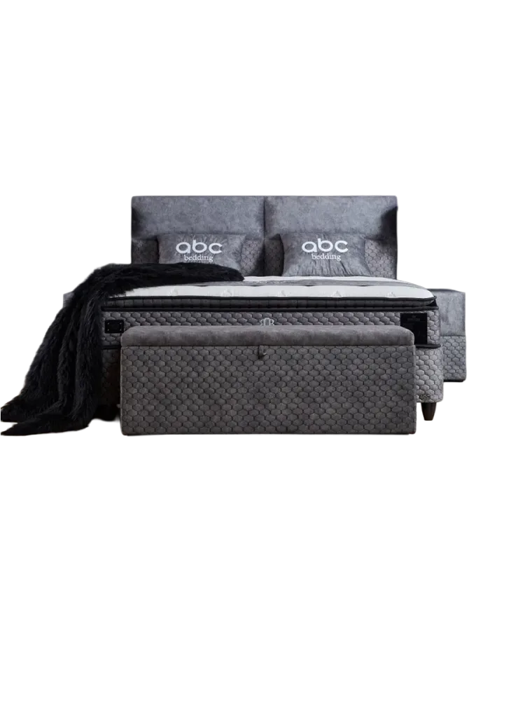 Premium Boxspringbett „Babylon“ inkl. Matratze & Topper Grau 160 x 200 cm ABC Bedding