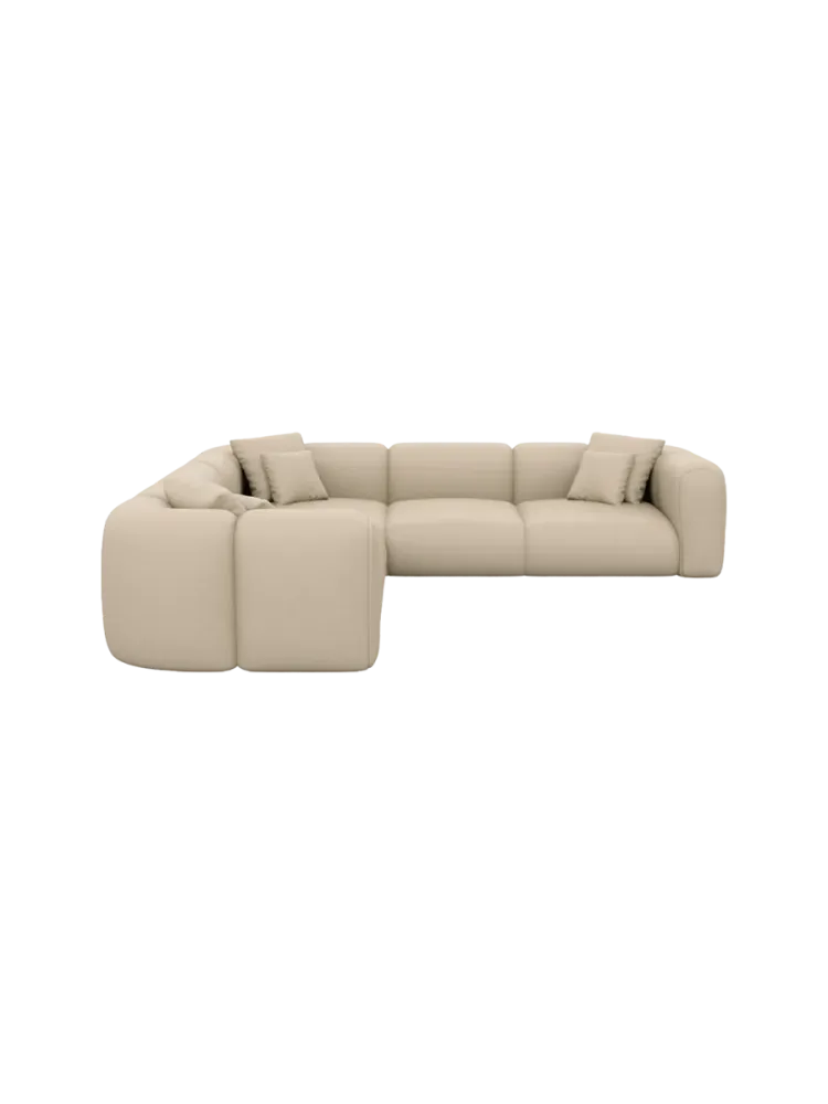 5-Sitzer Design Echtleder Ecksofa „Bellinzona“ Echtleder Beige BLOOMINGLOFT Collection