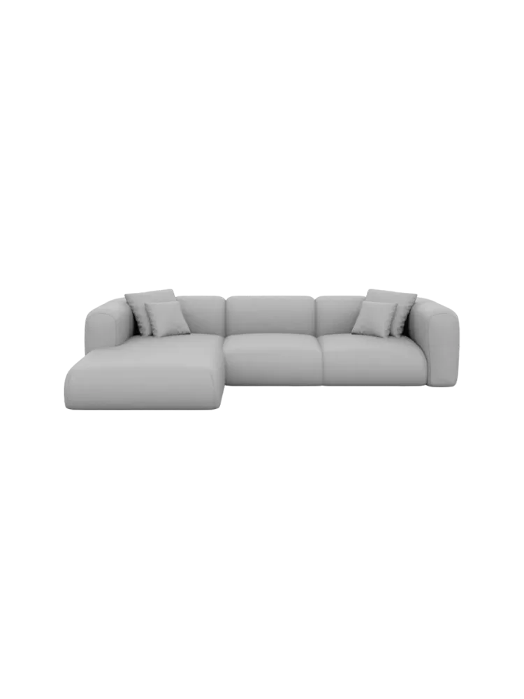 4-Sitzer Design Echtleder Ecksofa „Bellinzona“ Echtleder Light Grey BLOOMINGLOFT Collection