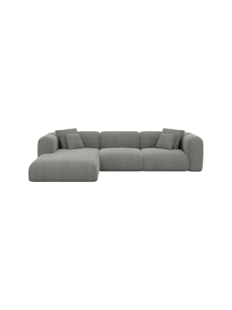 4-Sitzer Design Ecksofa „Bellinzona“ mit Strukturstoff-Bezug Strukturstoff Grau BLOOMINGLOFT Collection